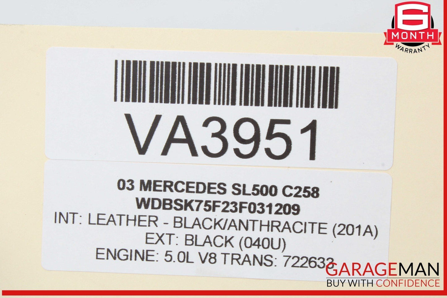 03-12 Mercedes R230 SL500 Right Convertible Top Main Drive Lift Cylinder OEM