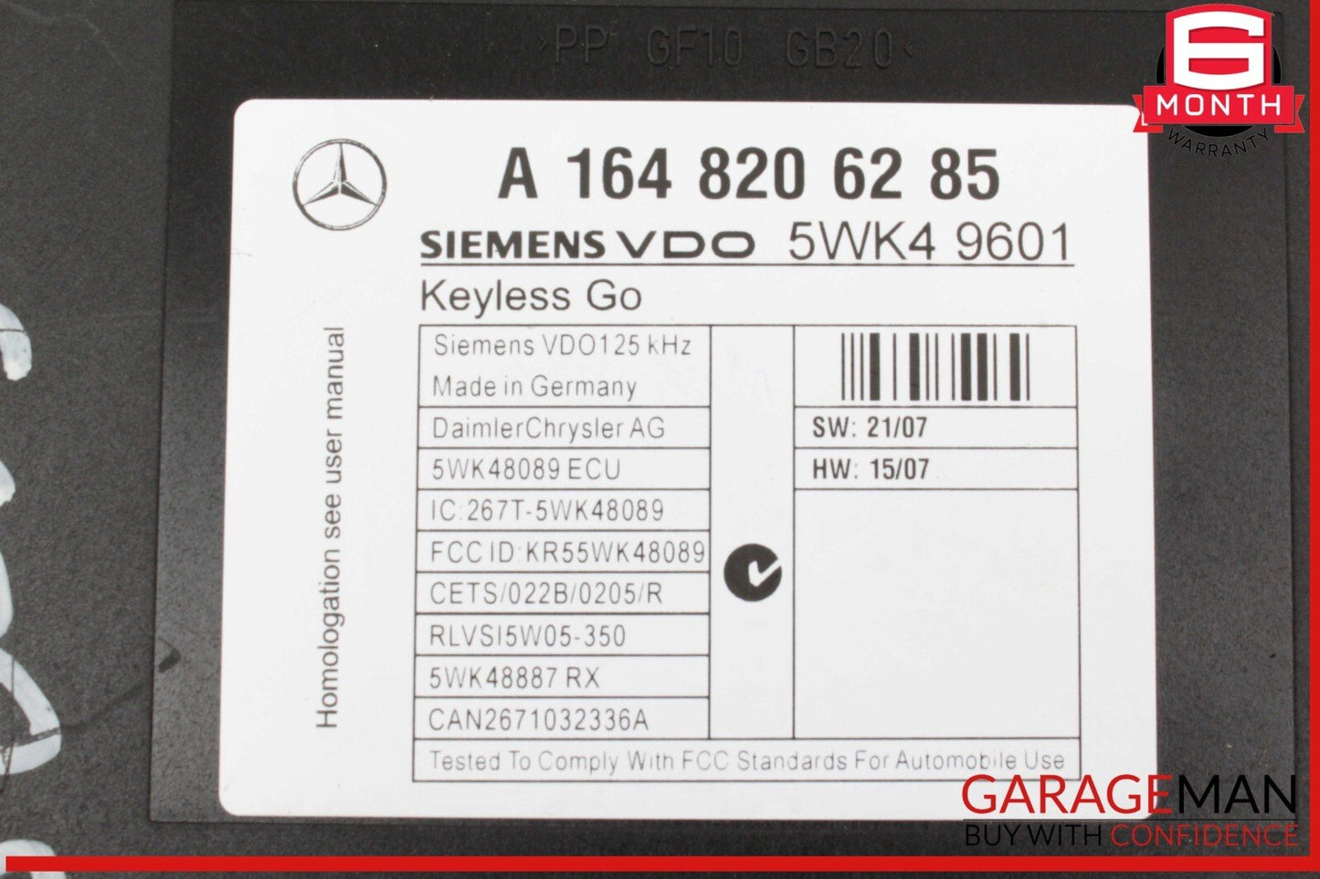 06-12 Mercedes X164 GL550 4Matic ML350 ML550 Keyless Go Controller Module Unit