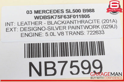 03-06 Mercedes R230 SL500 SL600 Left Side Fog Light Lamp 2038201156 OEM