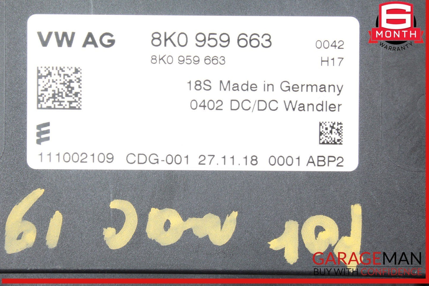 15-19 Porsche Macan 95B Voltage Stabilizer Control Module Unit ECU 8K0959663 OEM