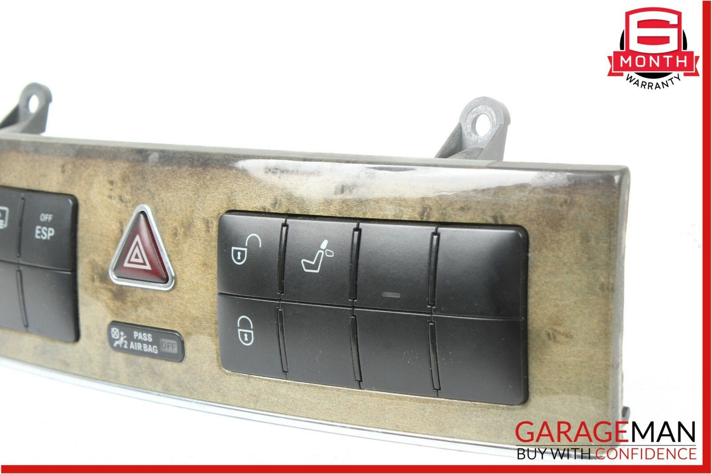 05-07 Mercedes W203 C230 Dashboard Door Lock Hazard Light Control Switch Walnut