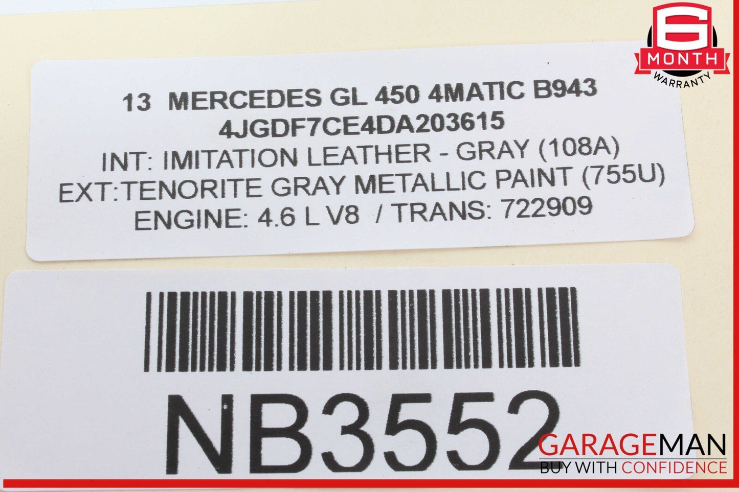 12-15 Mercedes X166 GL450 GL550 ML350 Front Seat Headrest Head Rest Beige OEM
