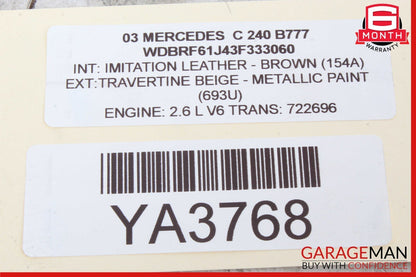 01-07 Mercedes W203 C240 C230 Front Left Side Door Controller Module Unit OEM