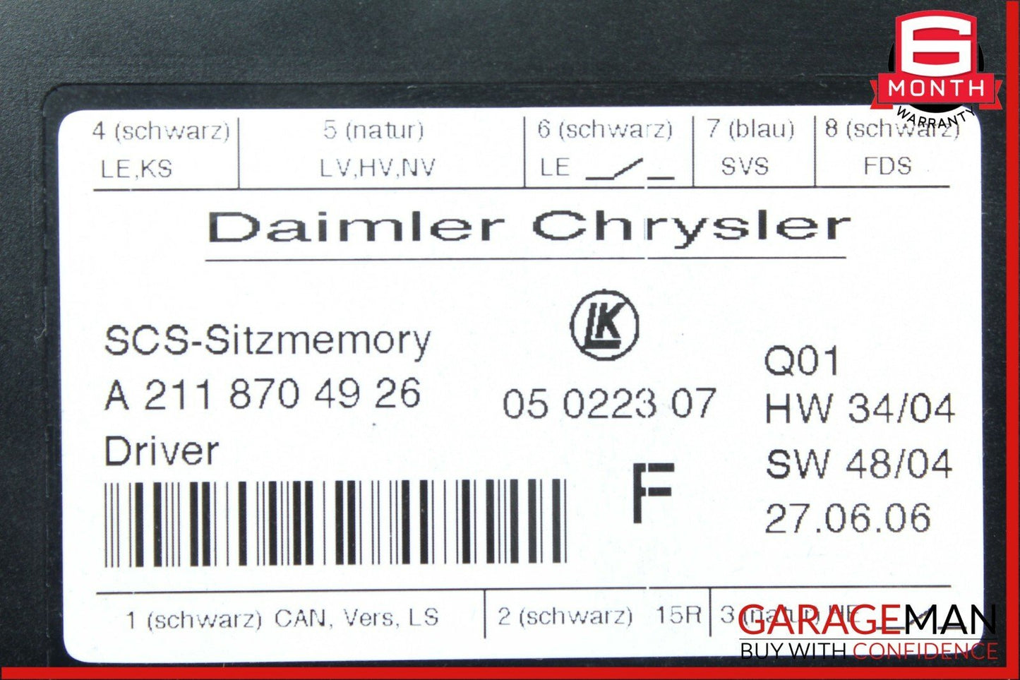 03-11 Mercedes E350 GL450 CLS350 SLK280 Front Left Side Seat Control Module Unit