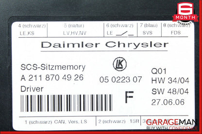 03-11 Mercedes E350 GL450 CLS350 SLK280 Front Left Side Seat Control Module Unit