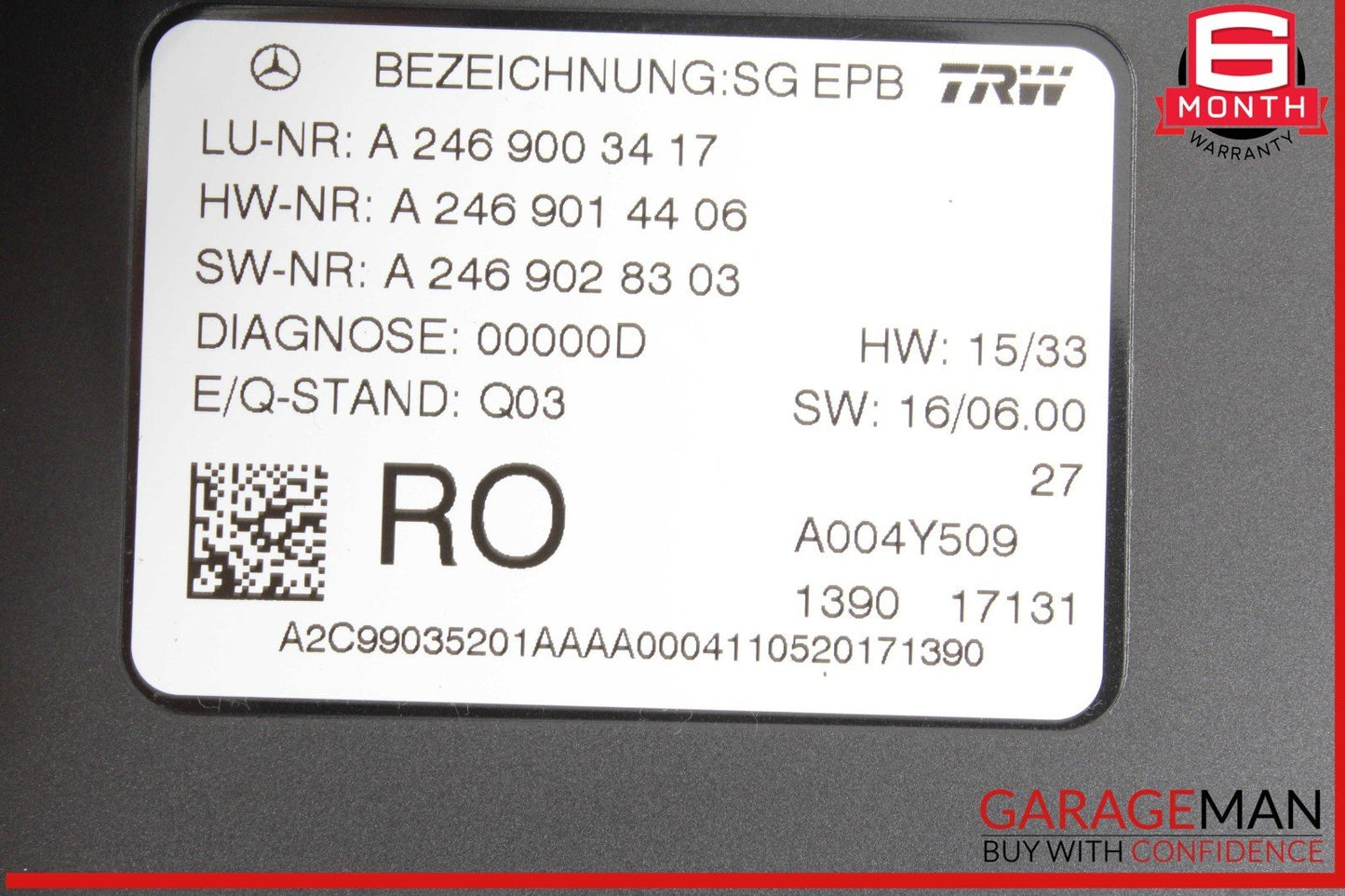 12-20 Mercedes W117 CLA250 SLK350 Hand Parking Brake Control Module Unit OEM