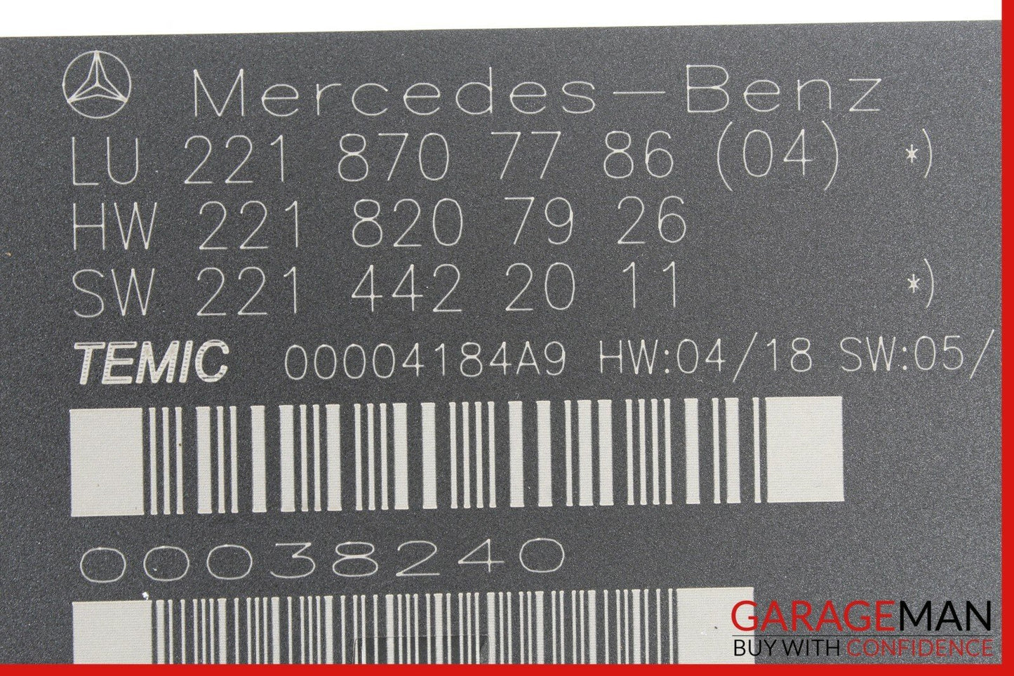 07-09 Mercedes W221 S550 Front Right or Left Side Seat Computer Control Module