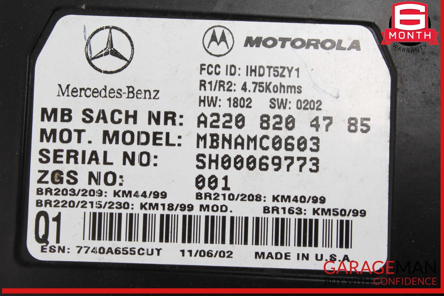 00-06 Mercedes ML350 ML500 Voice Phone Control Module 2208204785 OEM