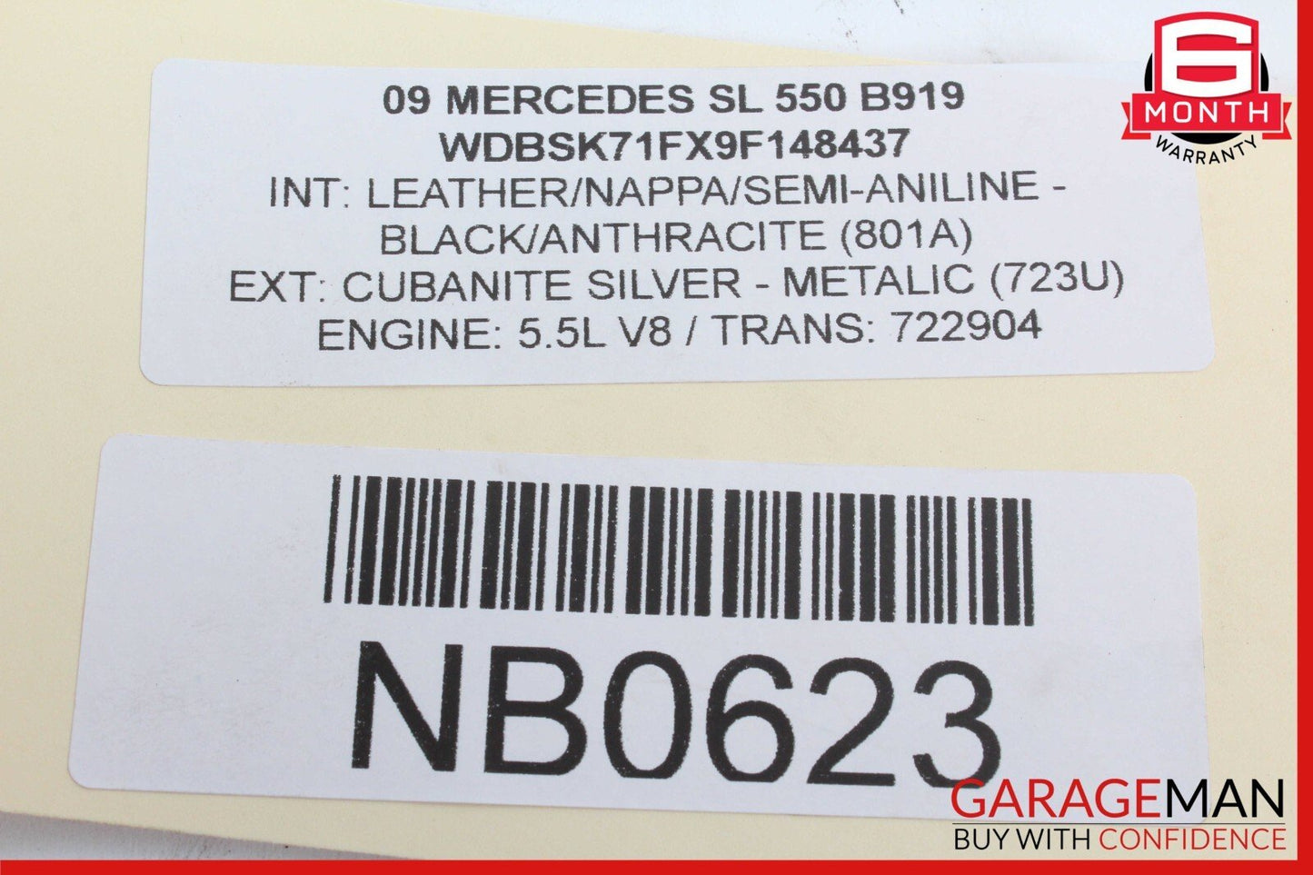 09-12 Mercedes R230 SL550 Rear Right Seat Belt Retractor Luggage w/Speaker OEM