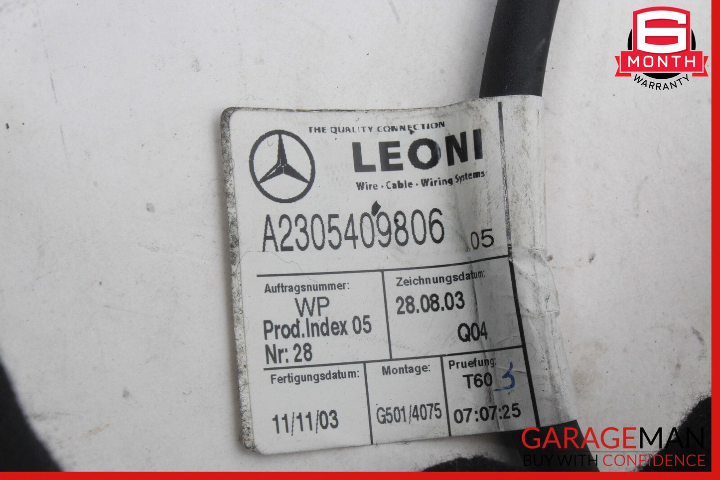 03-08 Mercedes R230 SL500 Frame Floor Wiring Wire Cable Harness 2305409806 OEM