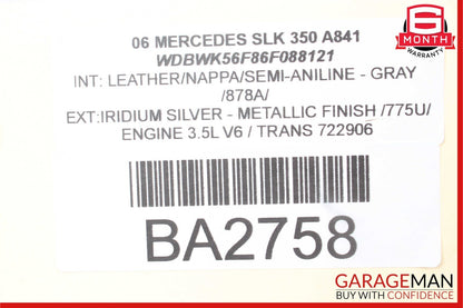 05-11 Mercedes R171 SLK350 Rear Right Convertible Top Side Trunk Lid Cylinder