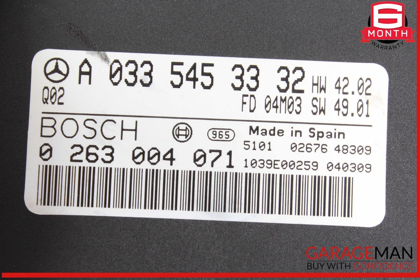 00-06 Mercedes W215 CL500 S500 Parktronic Parking Control Module 0335453332 OEM