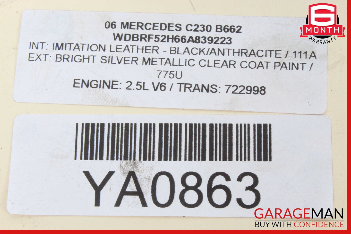 01-07 Mercedes W203 C230 C32 AMG Front Left Side RWD Lower Control Arm OEM