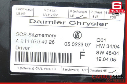 03-11 Mercedes SLK280 E350 CLS500 Front Left Side Under Seat Control Module Unit
