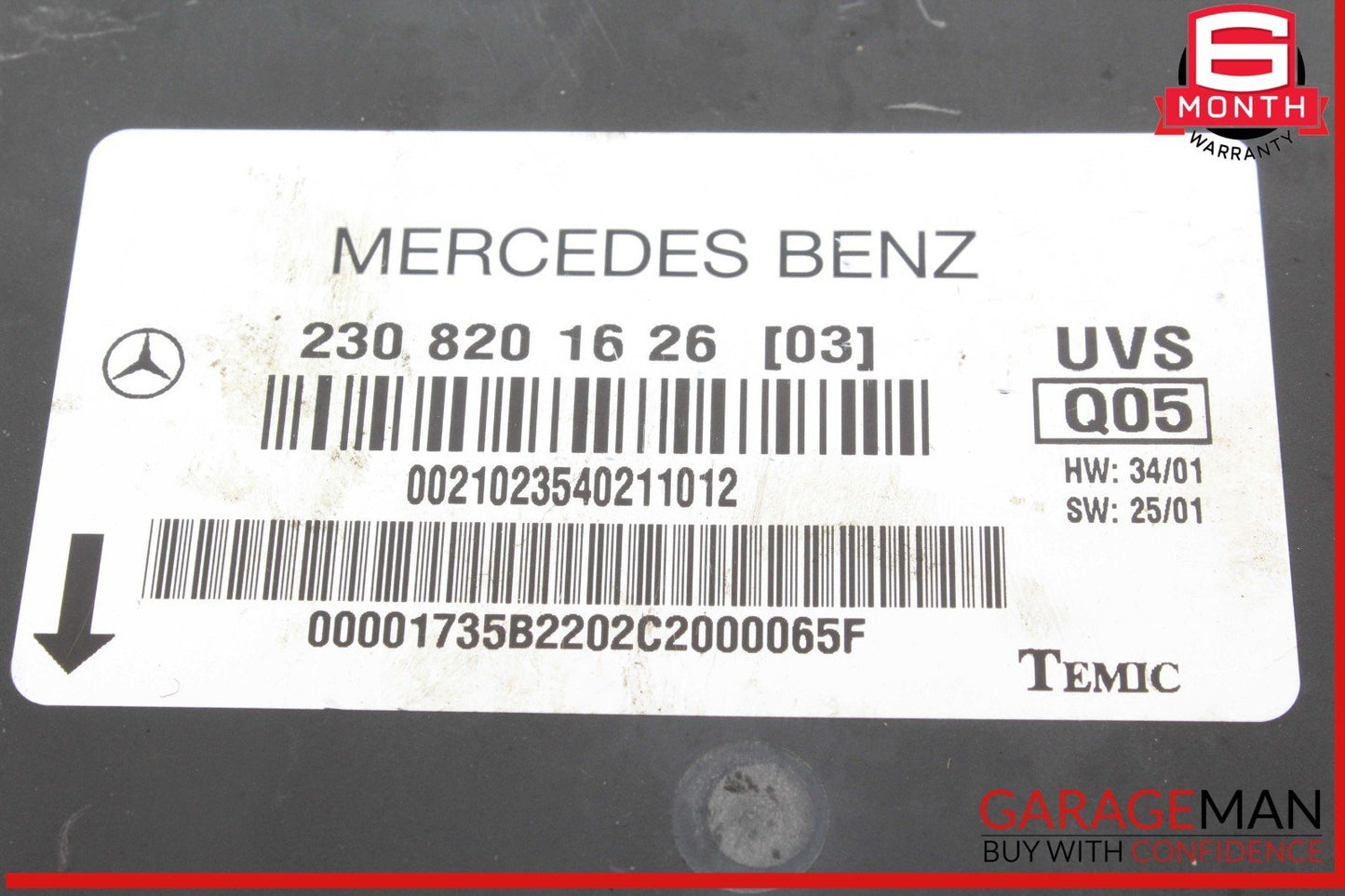 03-08 Mercedes R230 SL500 SL55 AMG SL550 Convertible Top Roof Control Module OEM