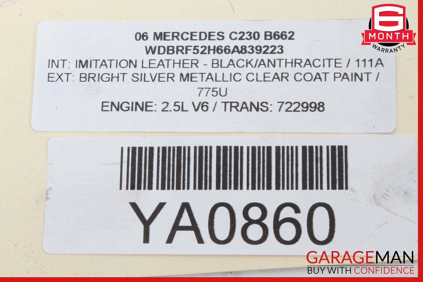01-07 Mercedes W203 C230 C240 C32 AMG Front Right Side Lower Control Arm OEM