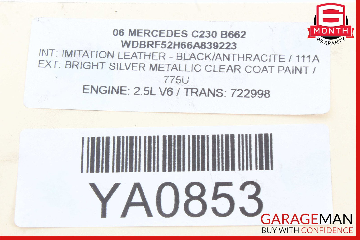 01-07 Mercedes W203 C230 Rear Right / Left Side Lower Control Thrust Arm Cover