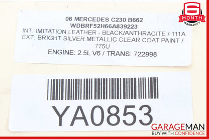 01-07 Mercedes W203 C230 Rear Right / Left Side Lower Control Thrust Arm Cover
