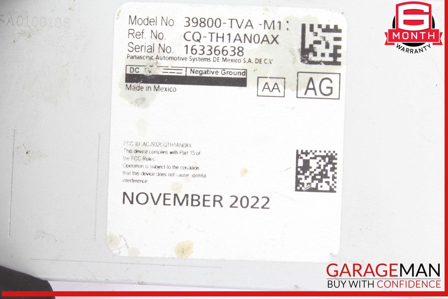 21-22 Honda Accord Audio Radio Tuner Control Module Unit 39800TVAM11 OEM