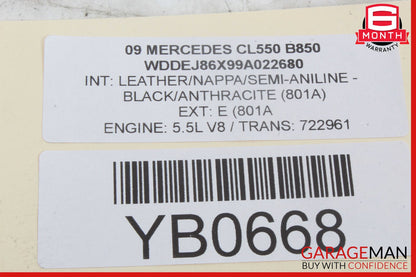 07-14 Mercedes W216 CL550 CL600 S550 S600 Rear Left Quarter Airbag Air Bag OEM