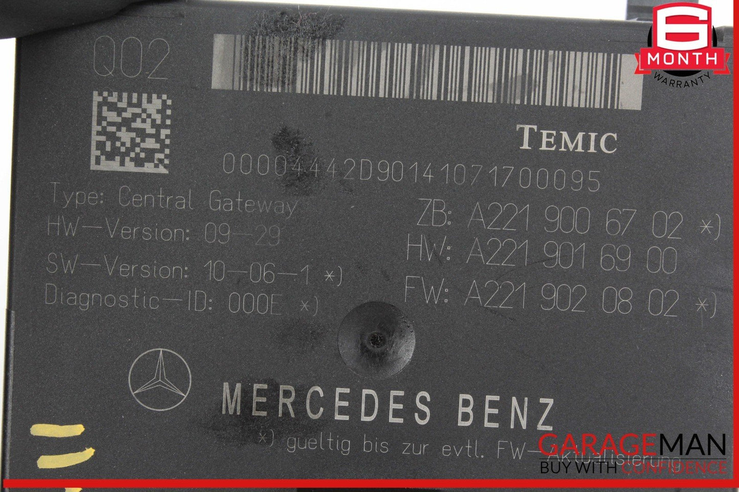 07-14 Mercedes W221 S550 S400 Central Gateway Control Module Unit 2215408362 OEM