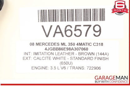 06-15 Mercedes W164 ML350 4MATIC Engine Oil Separator Cover 2720160134 OEM
