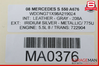 07-13 Mercedes W221 S550 CL550 Front Left Side Dashboard AC A/C Air Vent Trim