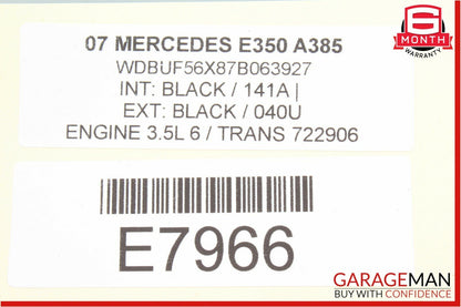 07-09 Mercedes E350 E63 AMG Front Left / Right Seat Headrest Head Rest Black OEM