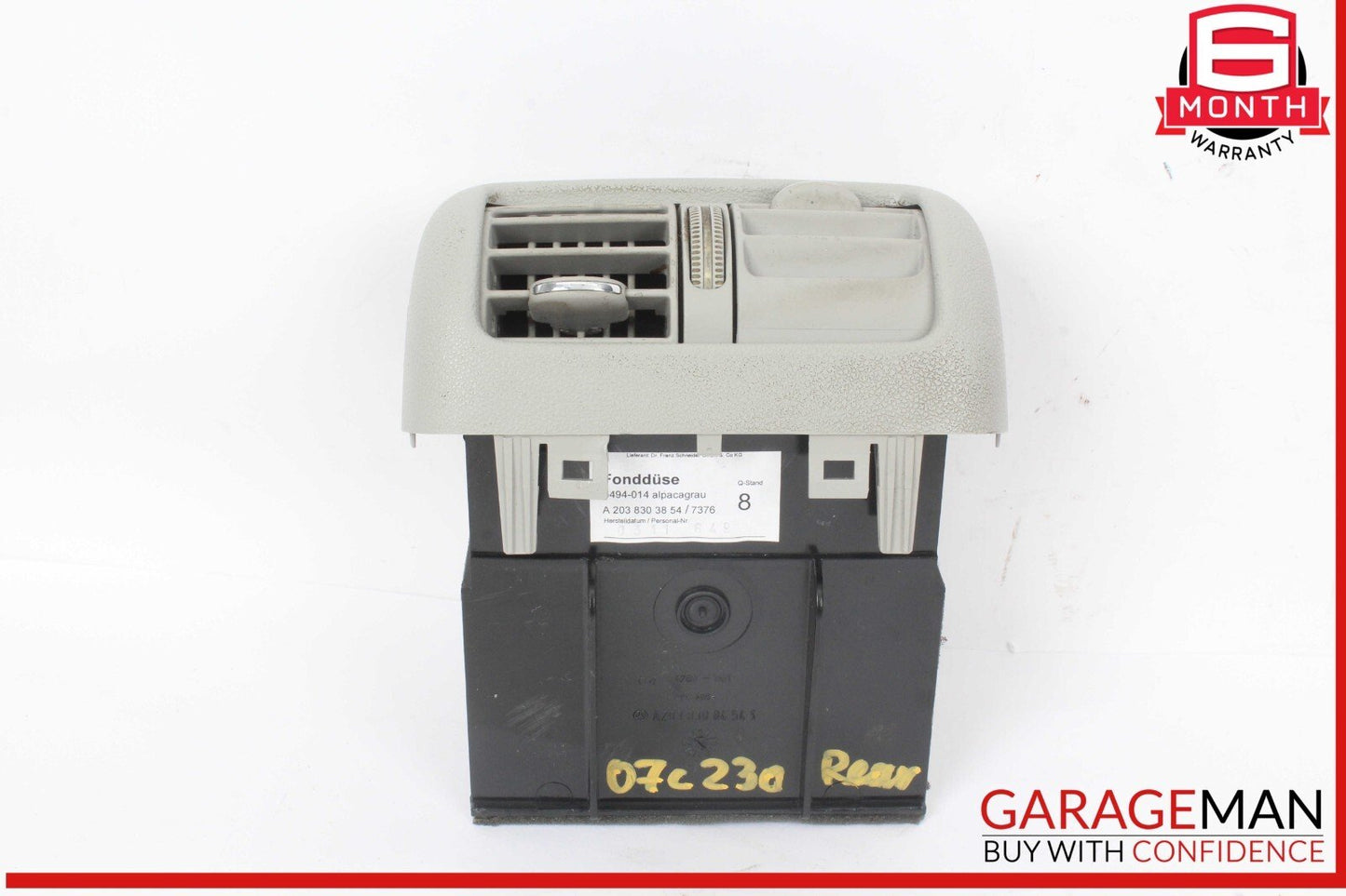 01-07 Mercedes W203 C230 Center Console A/C AC Heater Air Vent Trim Gray OEM