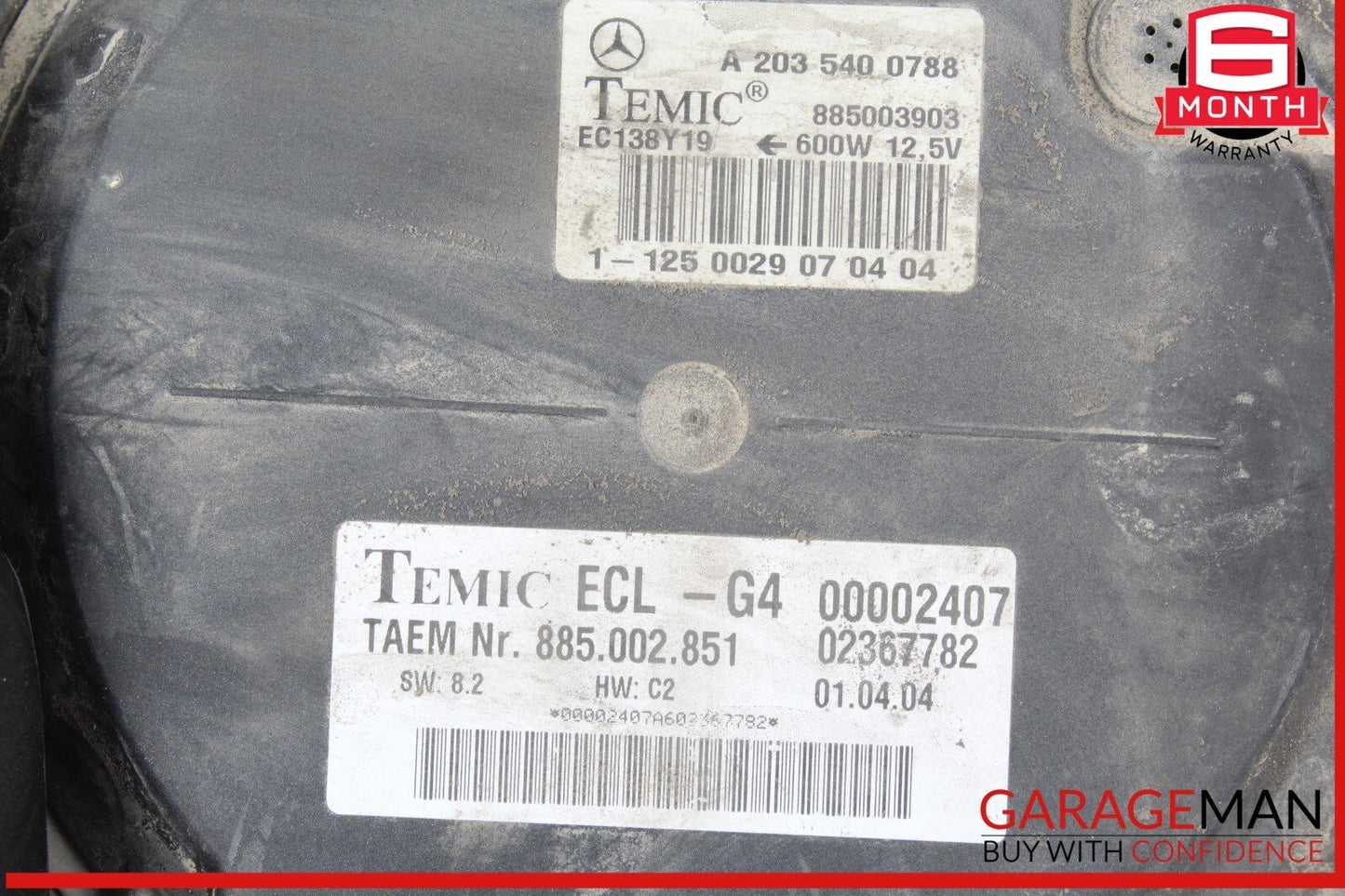 01-07 Mercedes W203 C230 Radiator Engine Cooling Fan Motor 2035400788 OEM