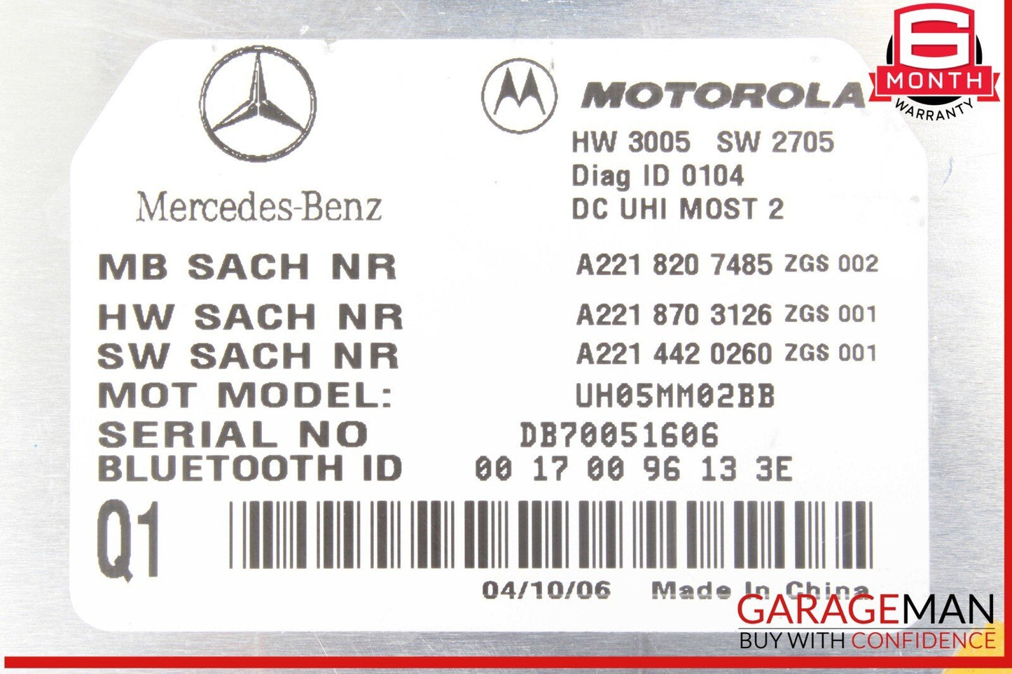 07-13 Mercedes W221 S550 S600 S63 AMG Bluetooth Control Module 2218207485 OEM
