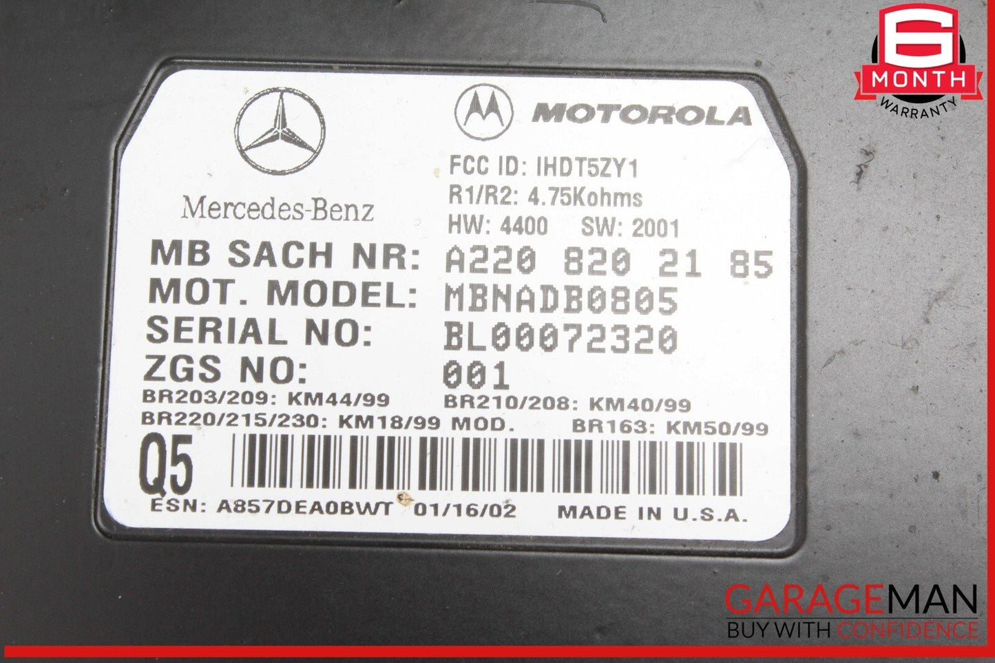 00-06 Mercedes R230 SL500 ML320 ML500 E55 AMG Voice Command Control Module Unit