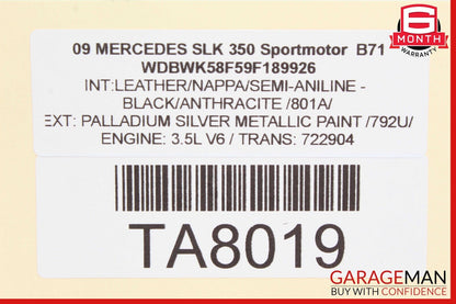 05-11 Mercedes R171 SLK350 Front Right Side Door Window Regulator Motor Unit OEM