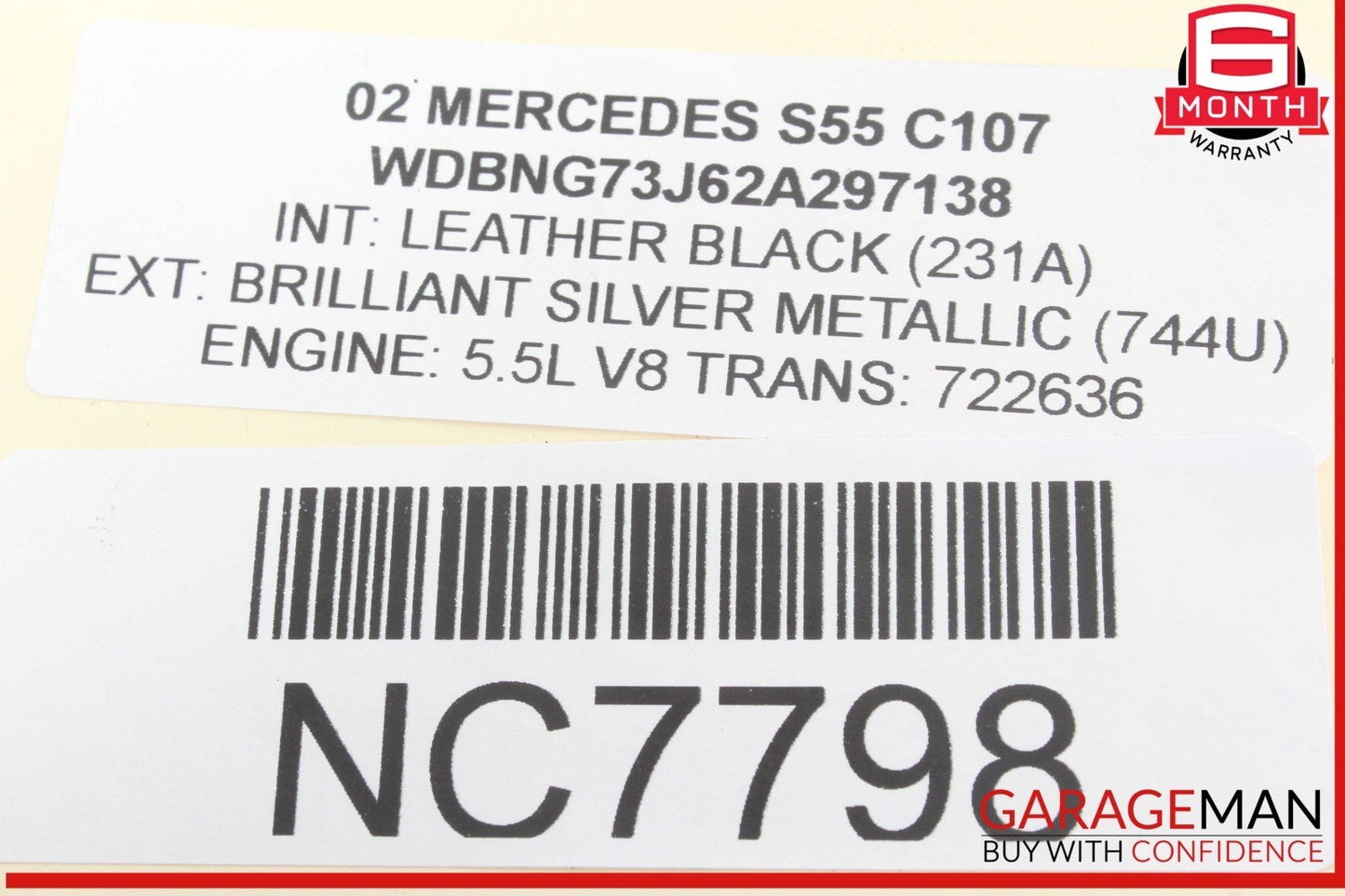 00-06 Mercedes W220 S55 AMG Rear Right Passenger Side Window Regulator Motor
