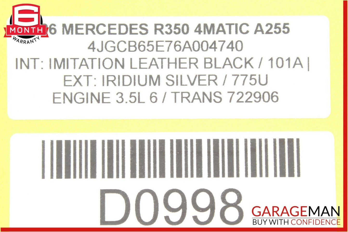 06-12 Mercedes W251 R350 ML350 Panoramic Sunroof Sun Roof Motor 1648201442 OEM