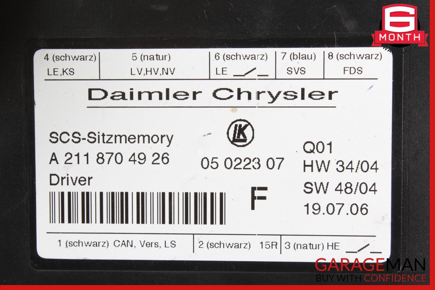 03-12 Mercedes W211 E350 E320 ML500 Front Left Side Seat Control Module OEM