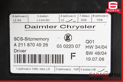03-12 Mercedes W211 E350 E320 ML500 Front Left Side Seat Control Module OEM