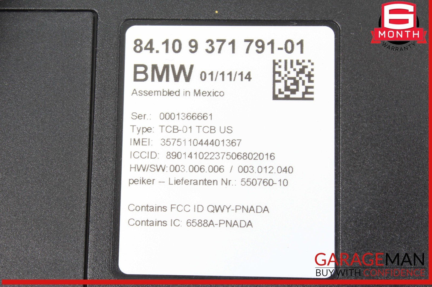 14-19 BMW i3 I01 Hybrid Telematics Communication Control Module Unit 9371791 OEM