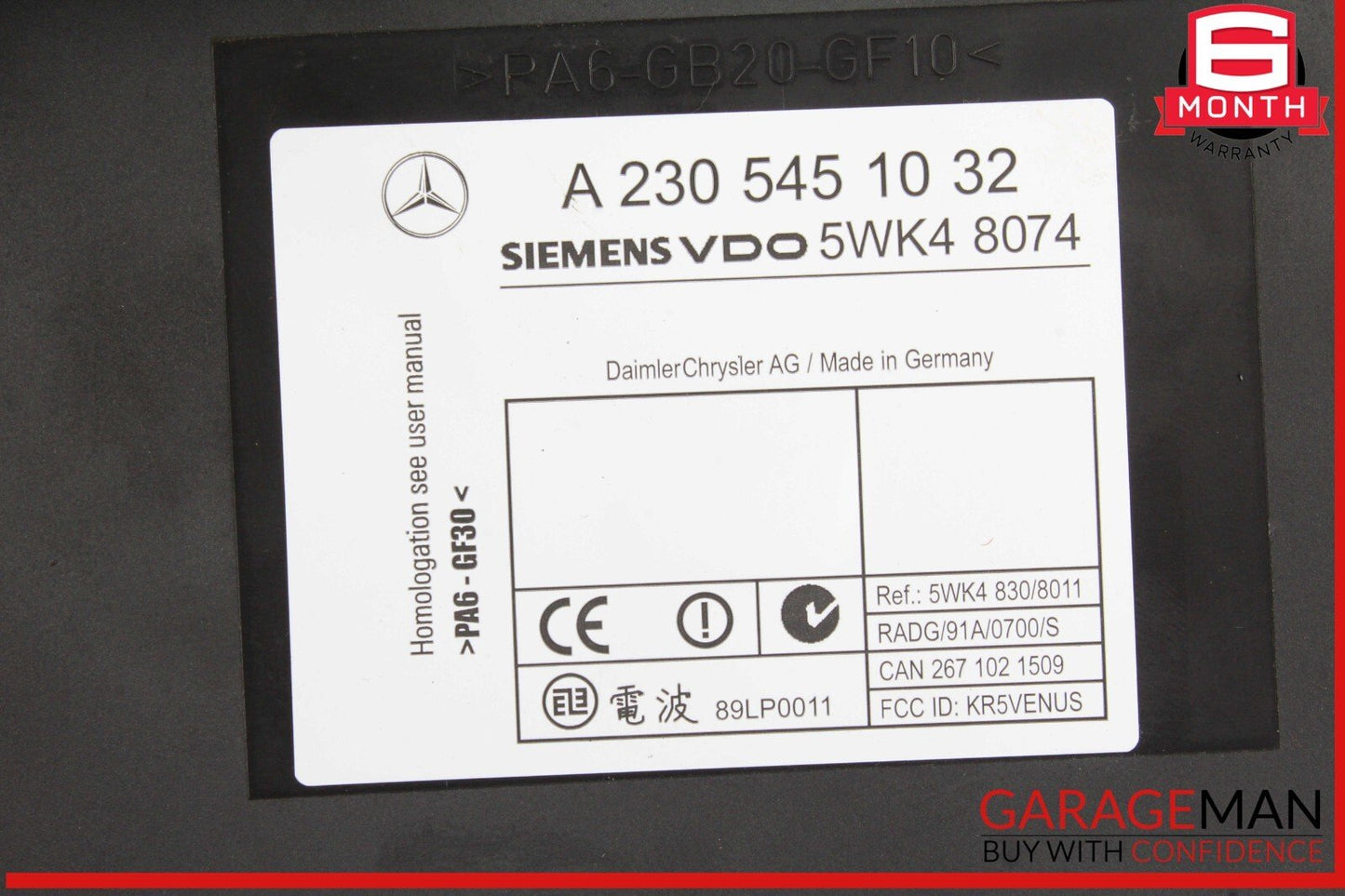 00-03 Mercedes W220 S500 CL55 Keyless Go Entry Control Module 2305451032 OEM