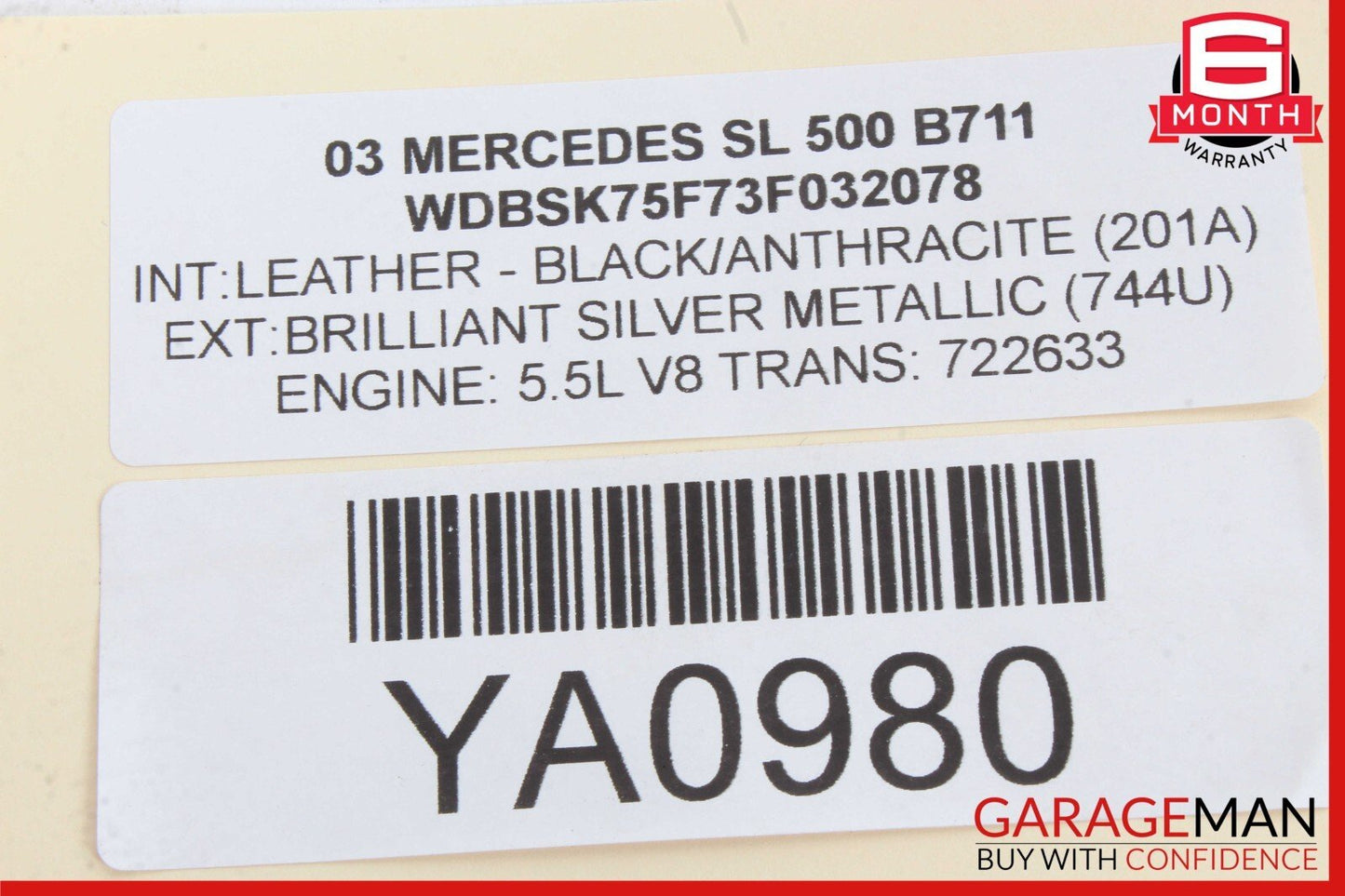 03-12 Mercedes R230 SL500 SL550 SL55 AMG Door Control Module Right Side OEM