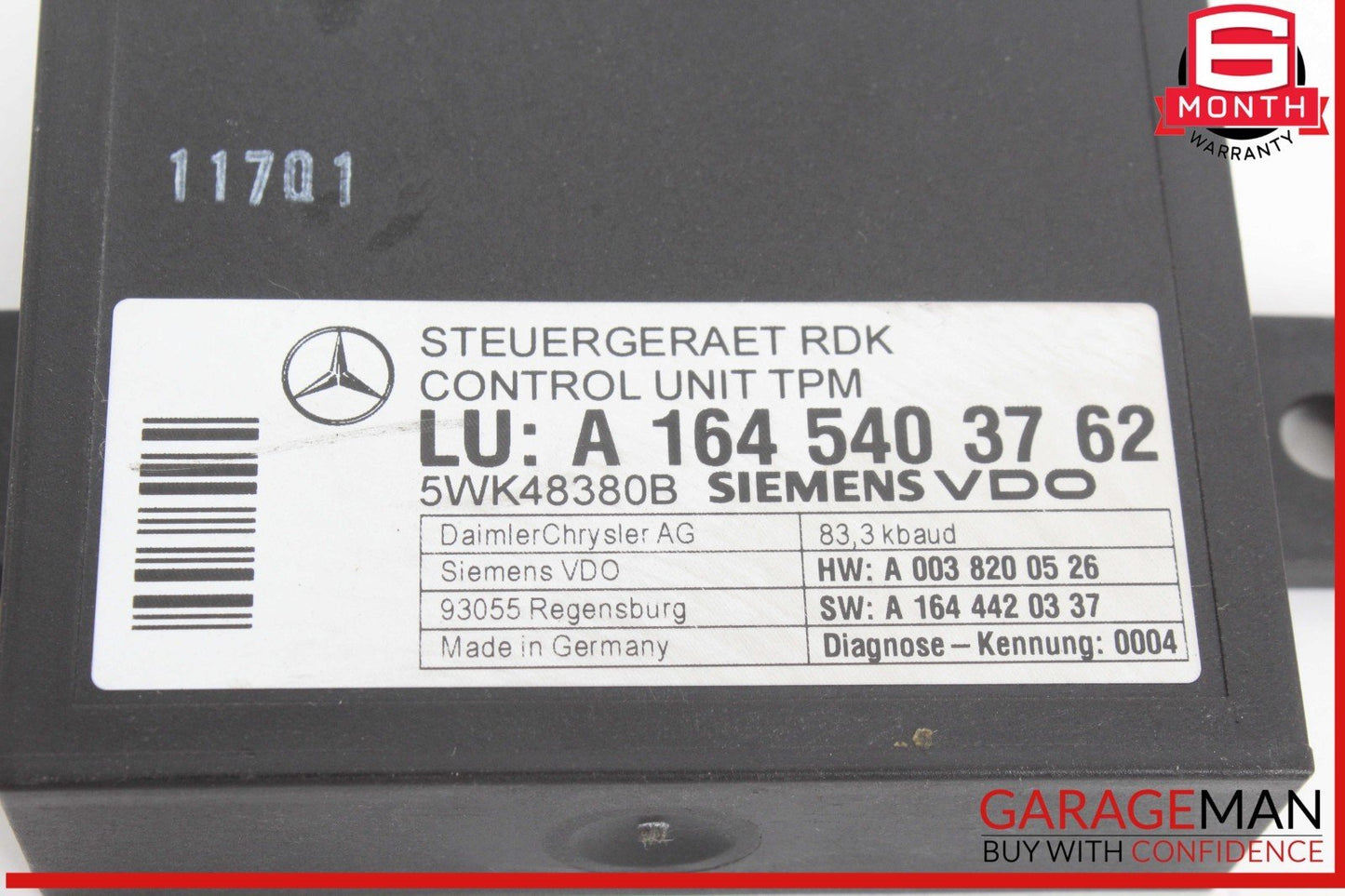 06-13 Mercedes W164 ML350 4MATIC R350 TPMS Tire Pressure Control 1645403762 OEM