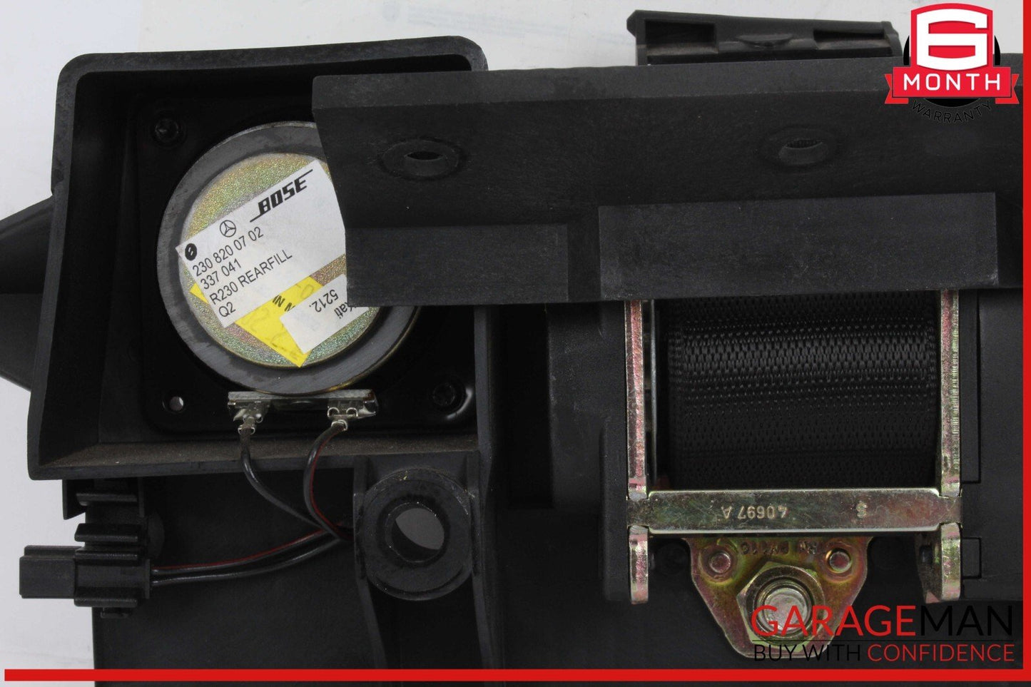 03-08 Mercedes R230 SL500 Rear Right Seat Belt Retractor Luggage w/Speaker OEM