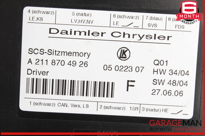 03-11 Mercedes W219 CLS63 AMG SLK280 Front Left Side Seat Control Module OEM