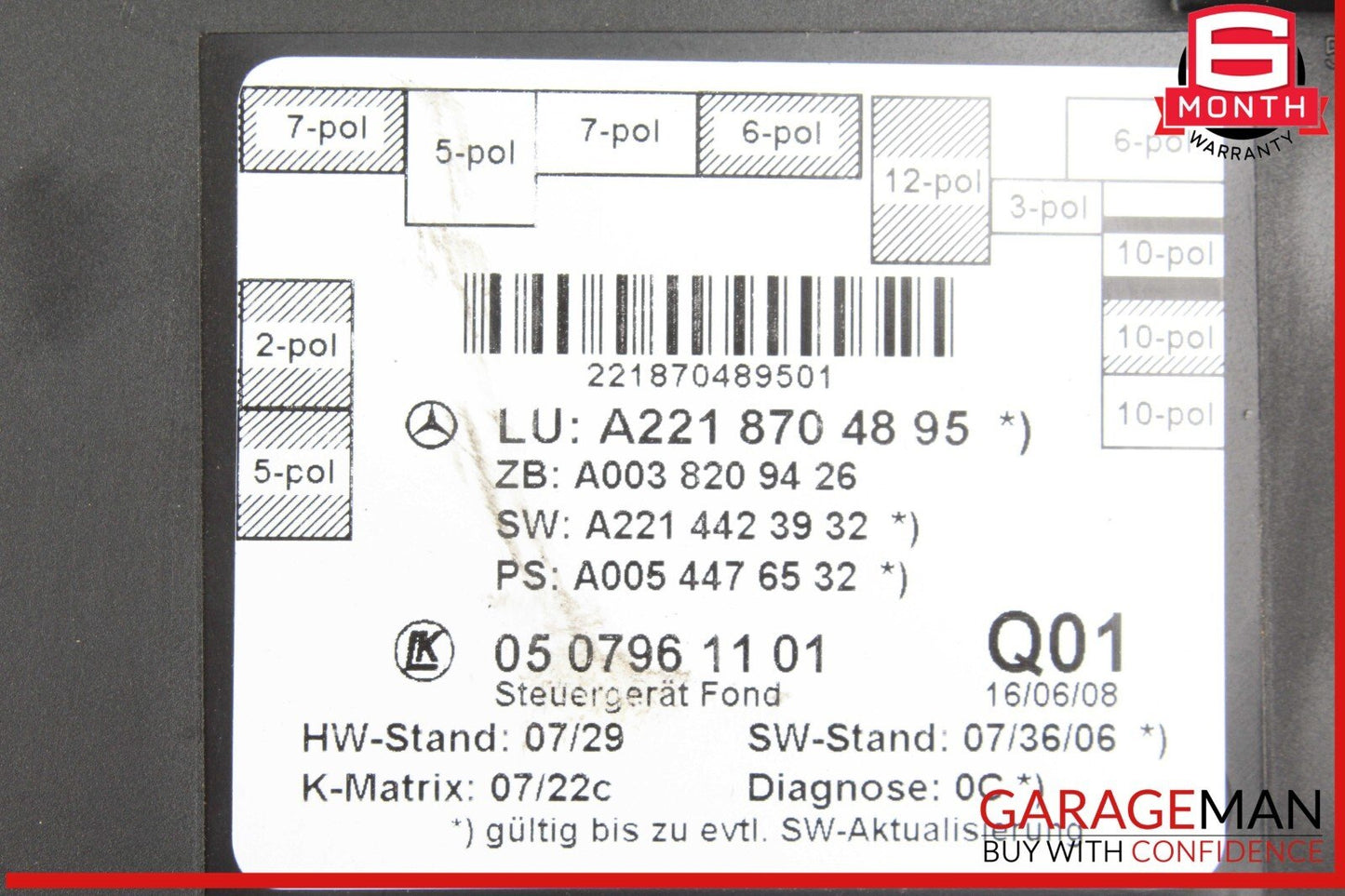 07-13 Mercedes W221 S550 S400 Rear Right or Left Side Door Control Module OEM