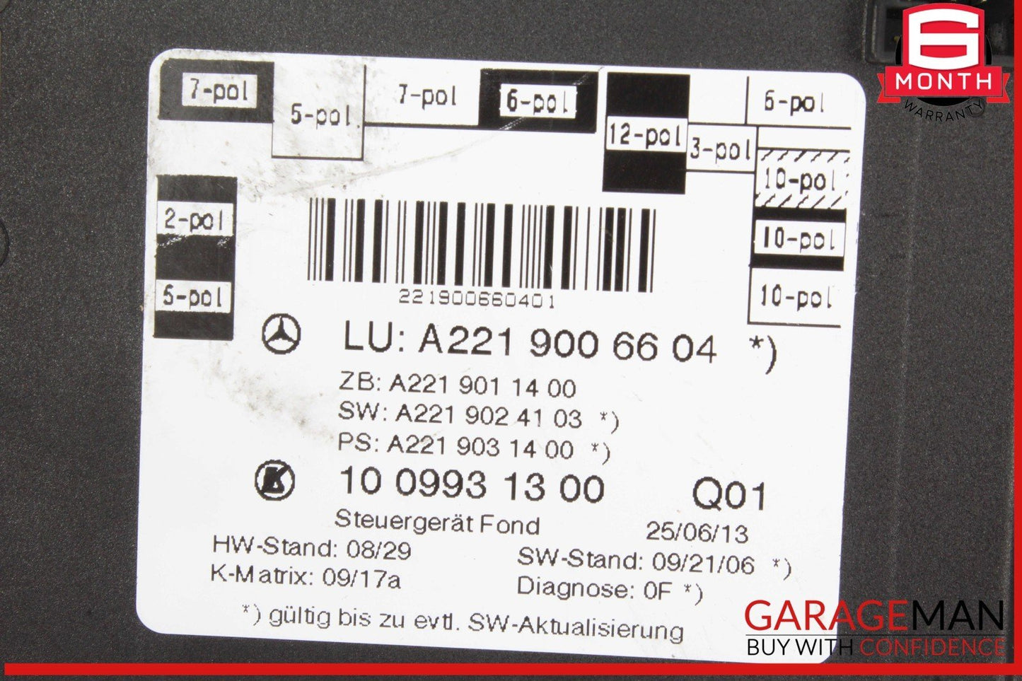 07-13 Mercedes W221 S550 S400 Rear Right or Left Side Door Control Module OEM