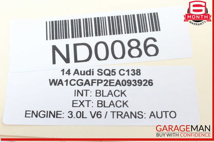 14-17 Audi SQ5 Front Left Driver Side Sun Visor Sunvisor Black 8K0857551 OEM