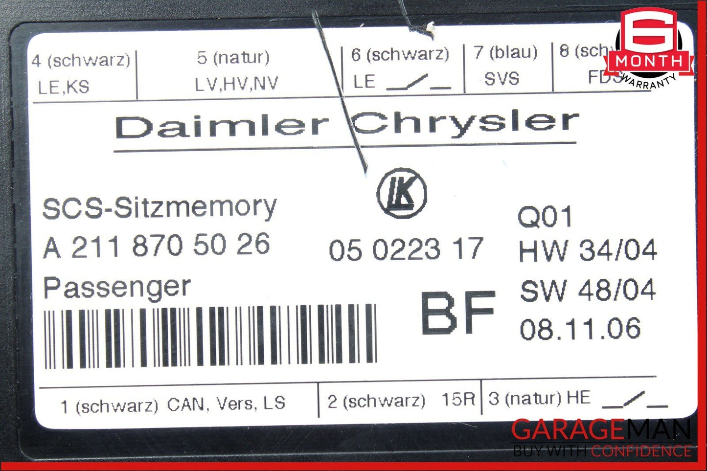 03-11 Mercedes E350 SLK350 GL320 Front Right Passenger Side Seat Control Module