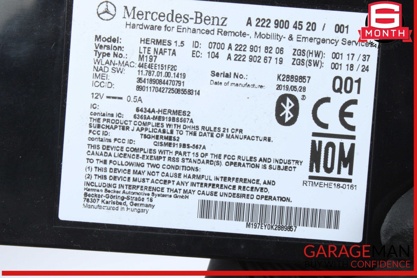 15-20 Mercedes W205 C300 Telematics Communication Bluetooth Control Module OEM