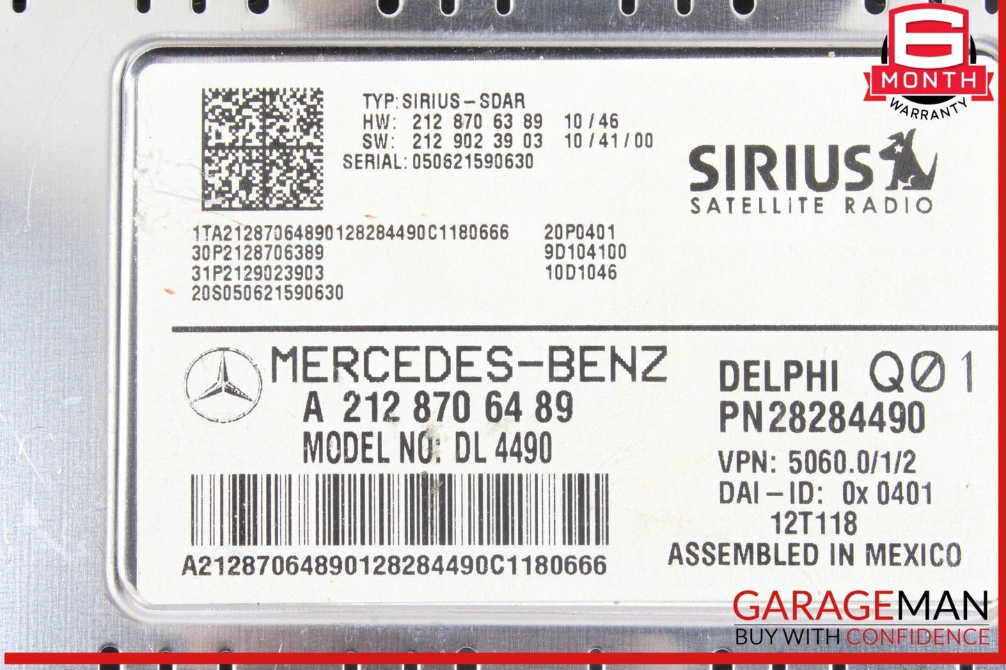 12-14 Mercedes W212 E350 GLK350 Sirius Satellite Radio Receiver 2128706489 OEM