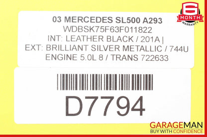 03-11 Mercedes R230 SL500 SL600 Left Convertible Main Top Drive Lift Cylinder